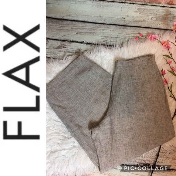 Flax Pants - Flax linen wide leg pants size M